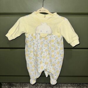 Little Me Yellow and White Duck Footed One-Piece